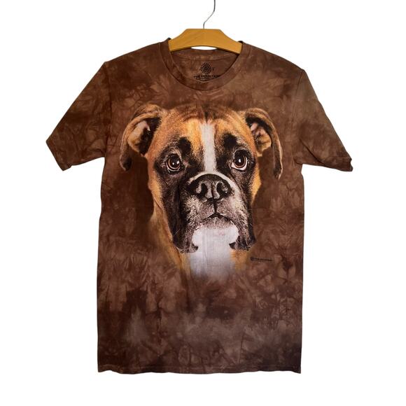 The Mountain Begging Boxer Dog Lover T-Shirt Brown Tie Dye Short Sleeve Tee S - Picture 1 of 5